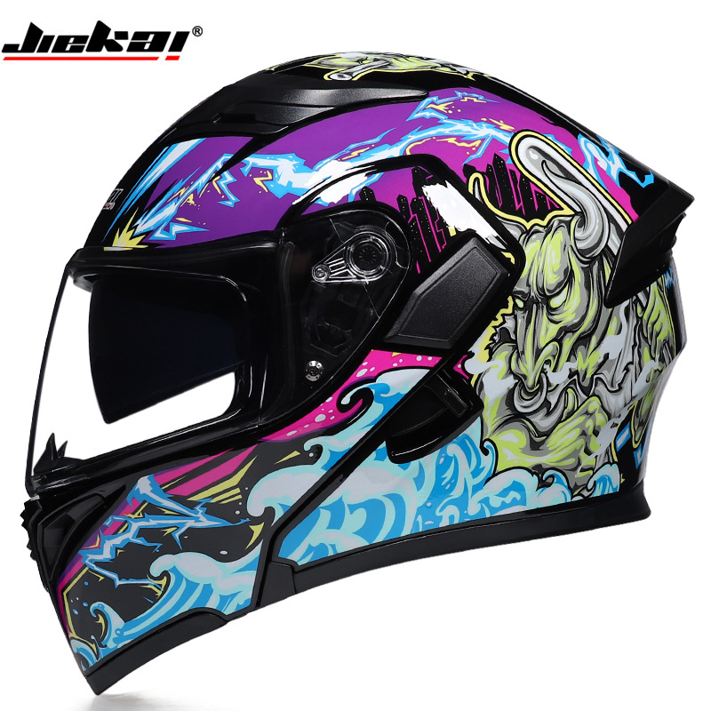 Full Face Motorcycle Helmet With Bluetooth - Helm Full Face Anti-Kabut Lensa Ganda
