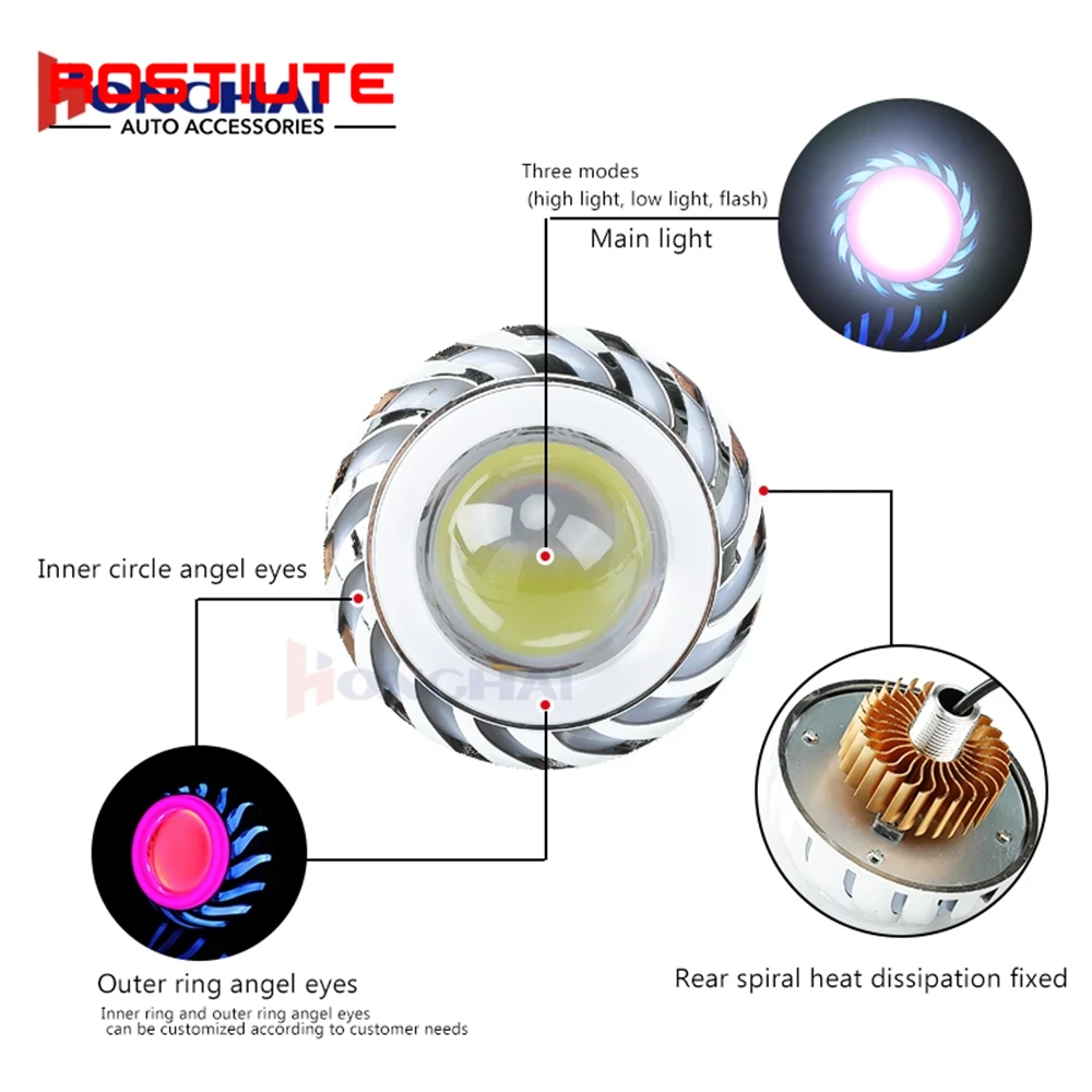 Lampu Depan Sepeda Motor Mata  - Universal Motorcycle Led Headlight Projector ulasan dan harga